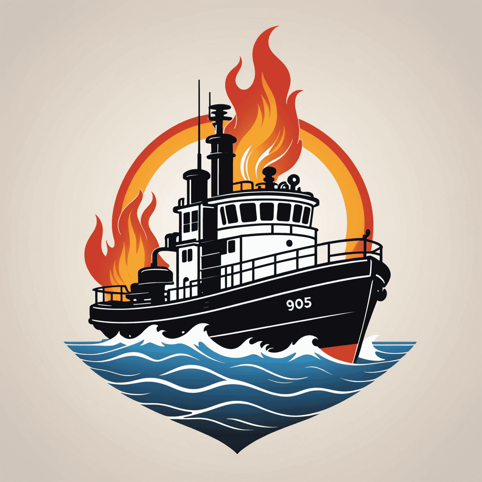 TugboatVaccine Logo - A stylized tugboat with a gas flame, symbolizing our gas supply installation services