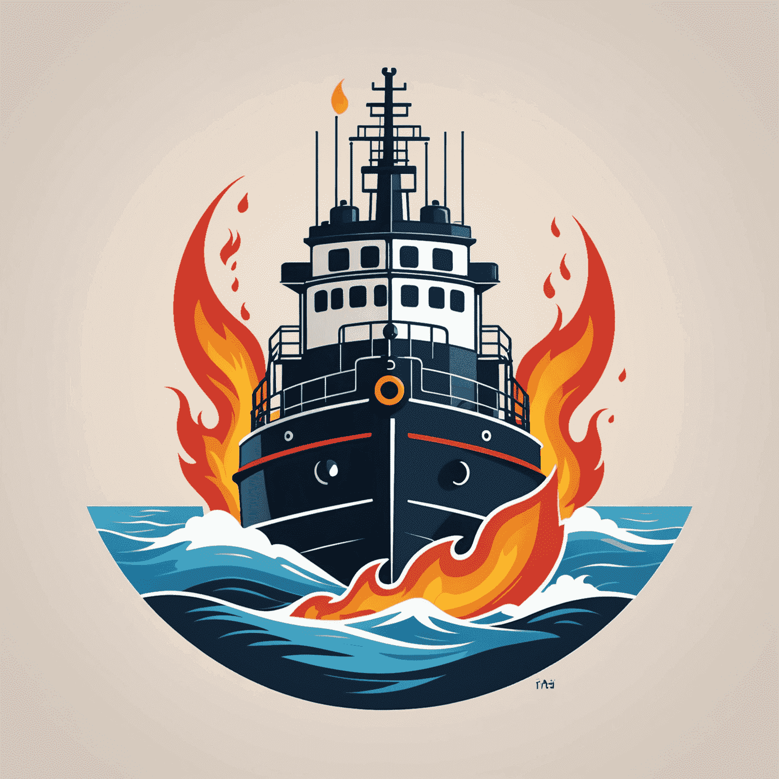 TugboatVaccine Logo - A stylized tugboat with a gas flame, symbolizing our gas supply installation services