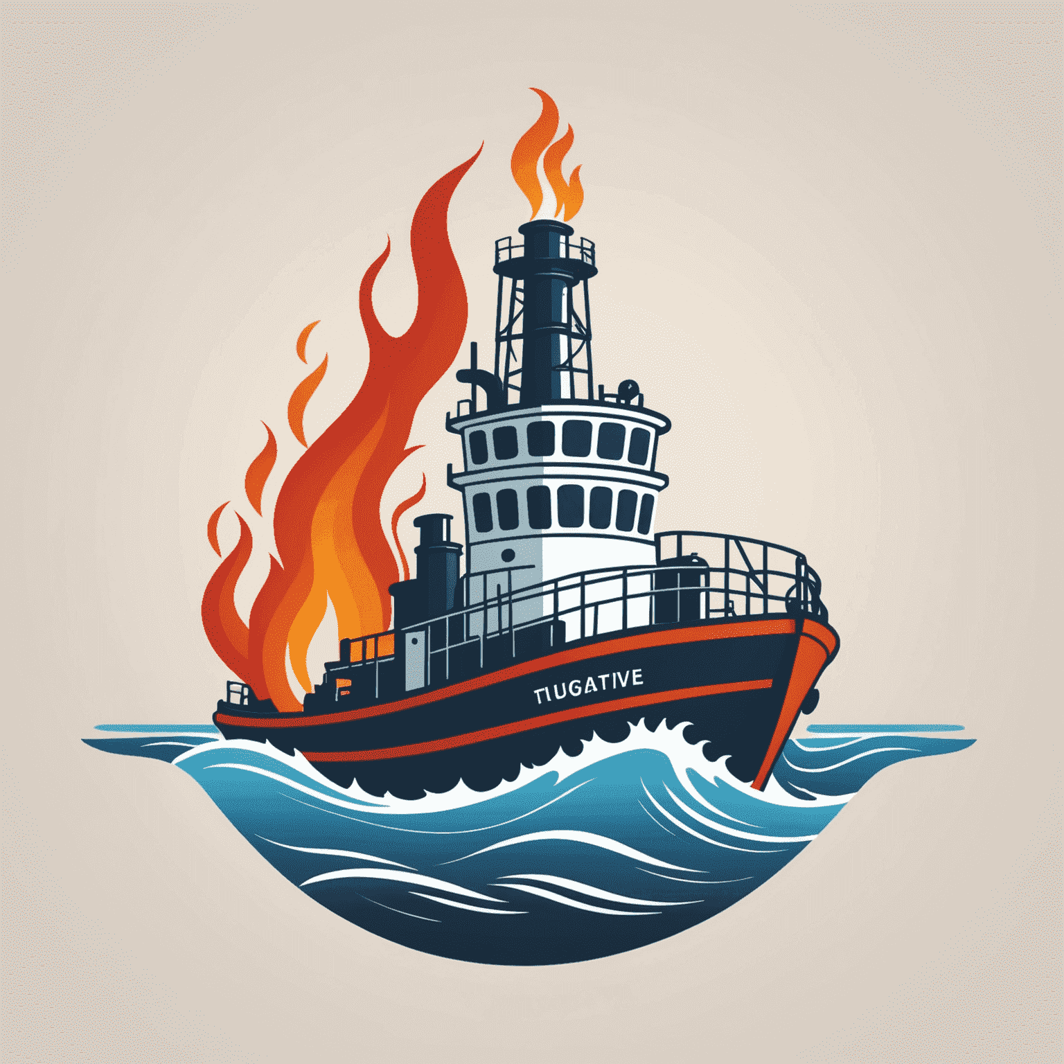 TugboatVaccine Logo - A stylized tugboat with a gas flame, symbolizing our gas supply installation services