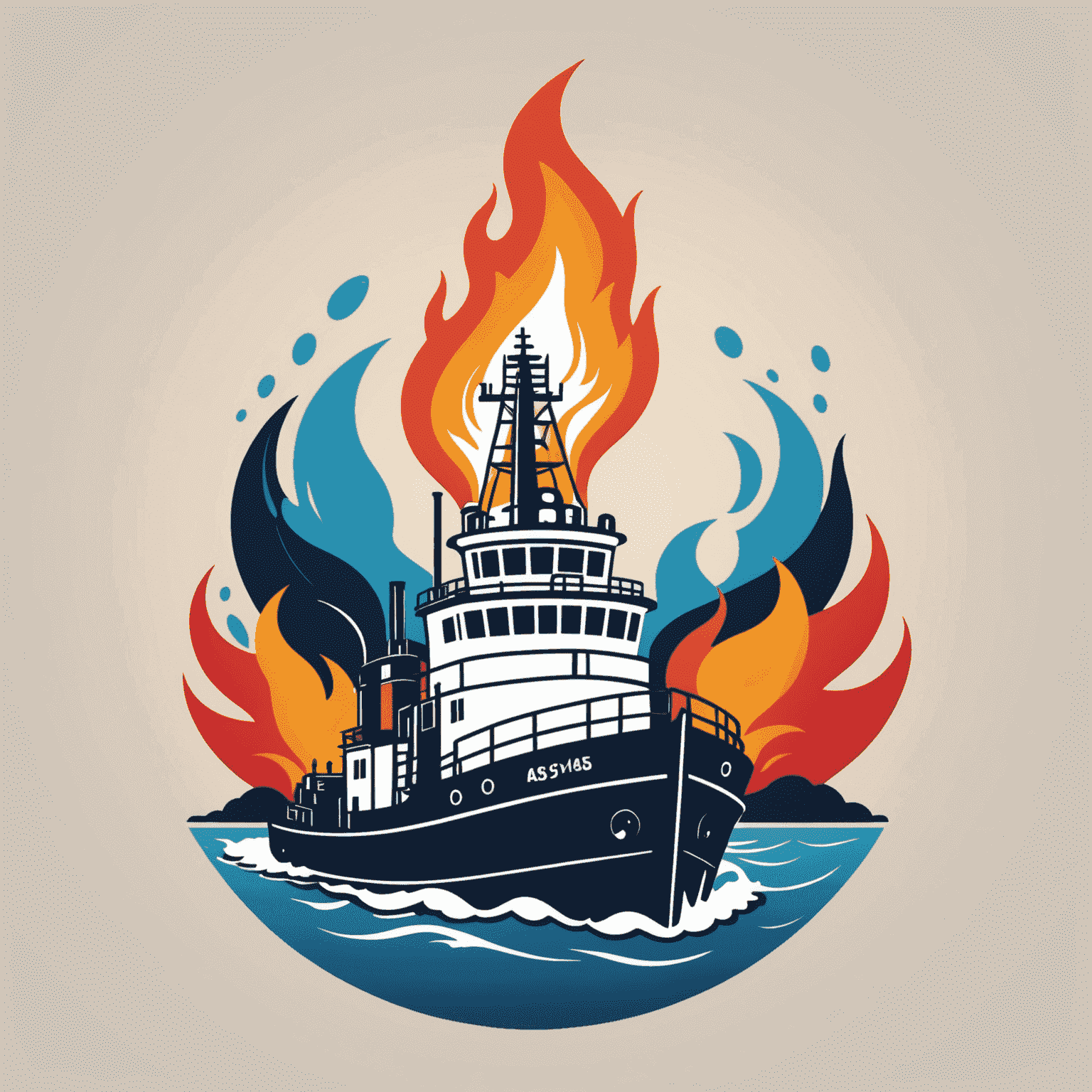 TugboatVaccine Logo - A stylized tugboat with a gas flame, symbolizing our gas supply installation services