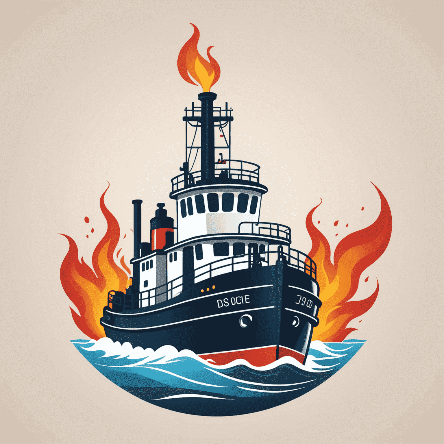 TugboatVaccine Logo - A stylized tugboat with a gas flame, symbolizing our gas supply installation services